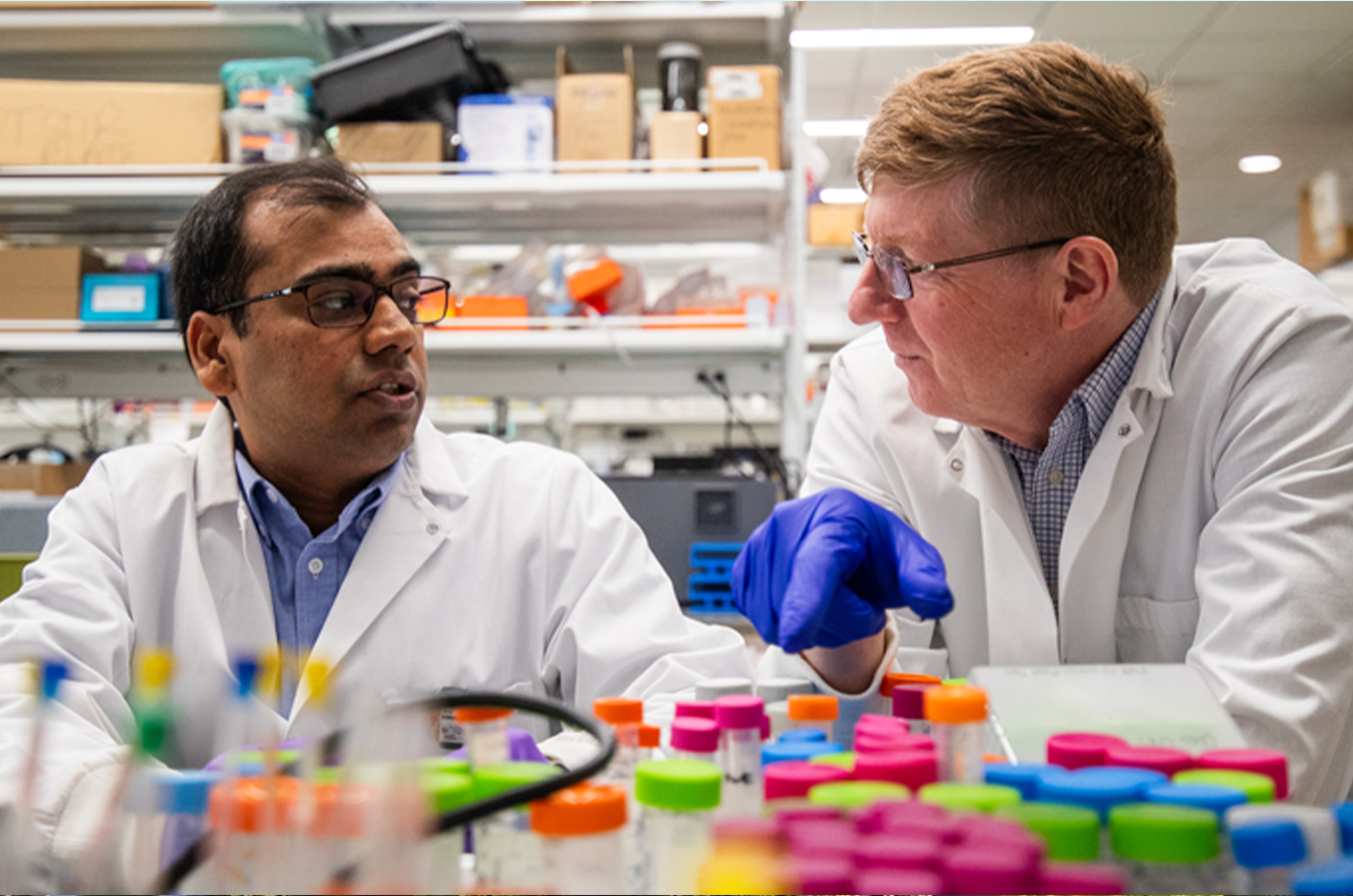 MSU Researchers having a discussion in a lab